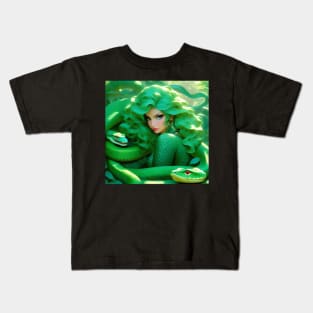 Fantasy girl with green snake Kids T-Shirt